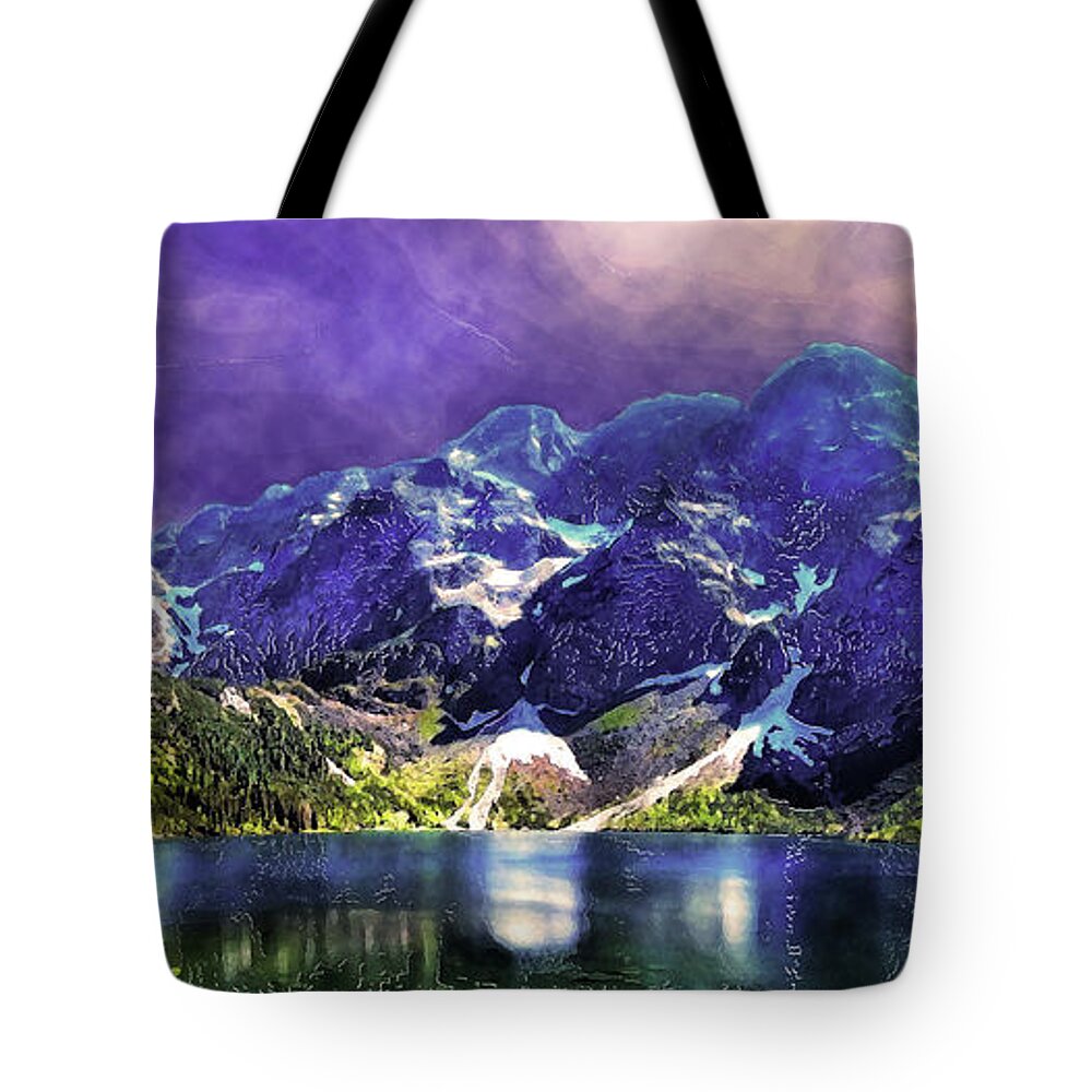 Morskie Oko Tote Bag featuring the painting Tatra mountains by Justyna Jaszke JBJart