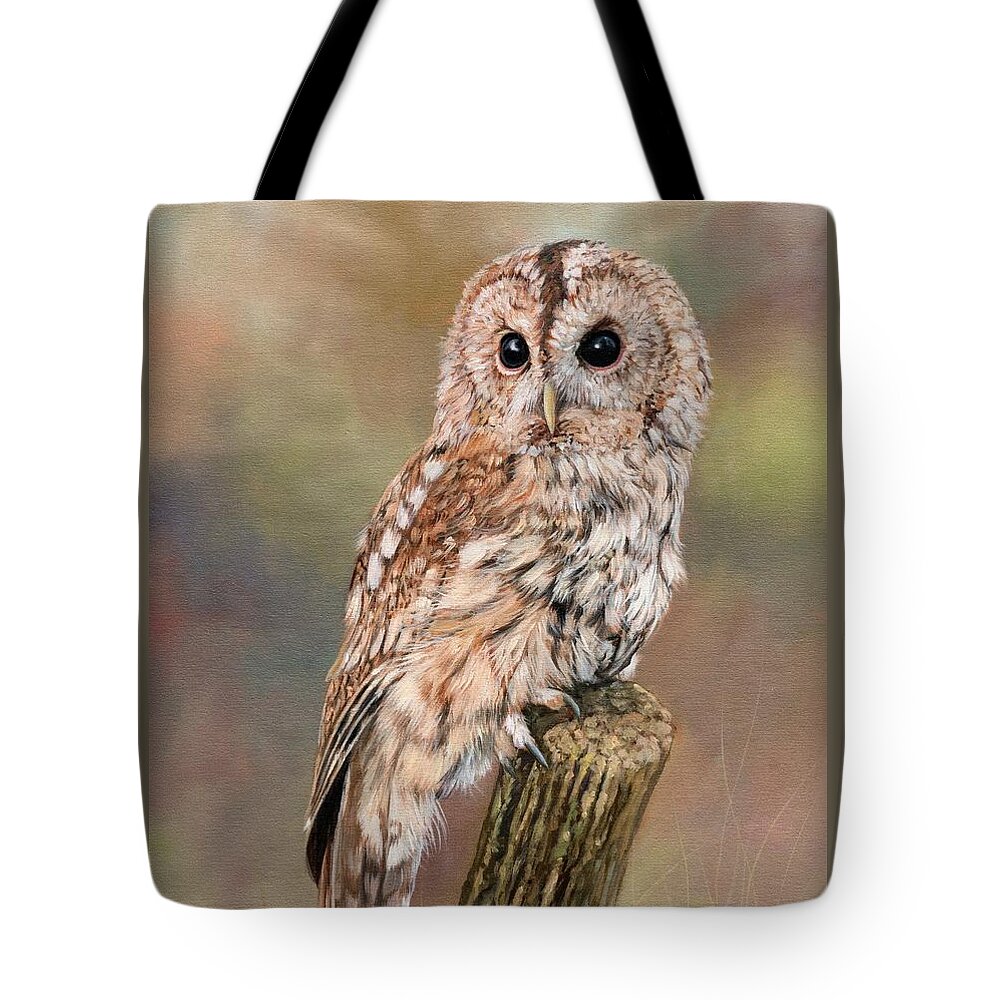 Owl Tote Bag featuring the painting Tawny Owl by David Stribbling