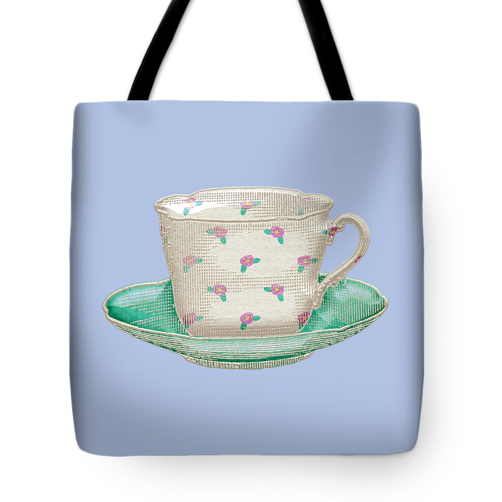 Deli Tote Bag featuring the digital art Teacup Garden Party 2 by Pristine Cartera Turkus