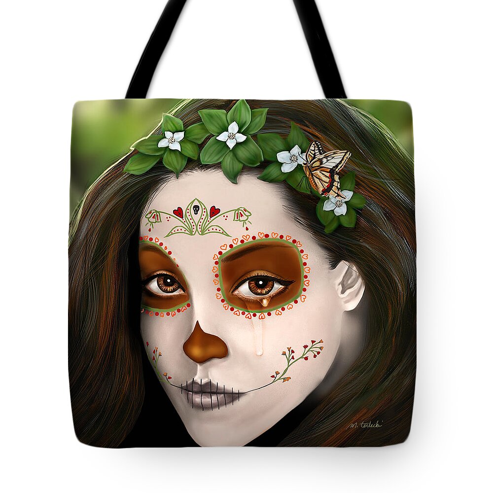 Teary Eyed Day of the Dead Sugar Skull Tote Bag for Sale by Maggie Terlecki
