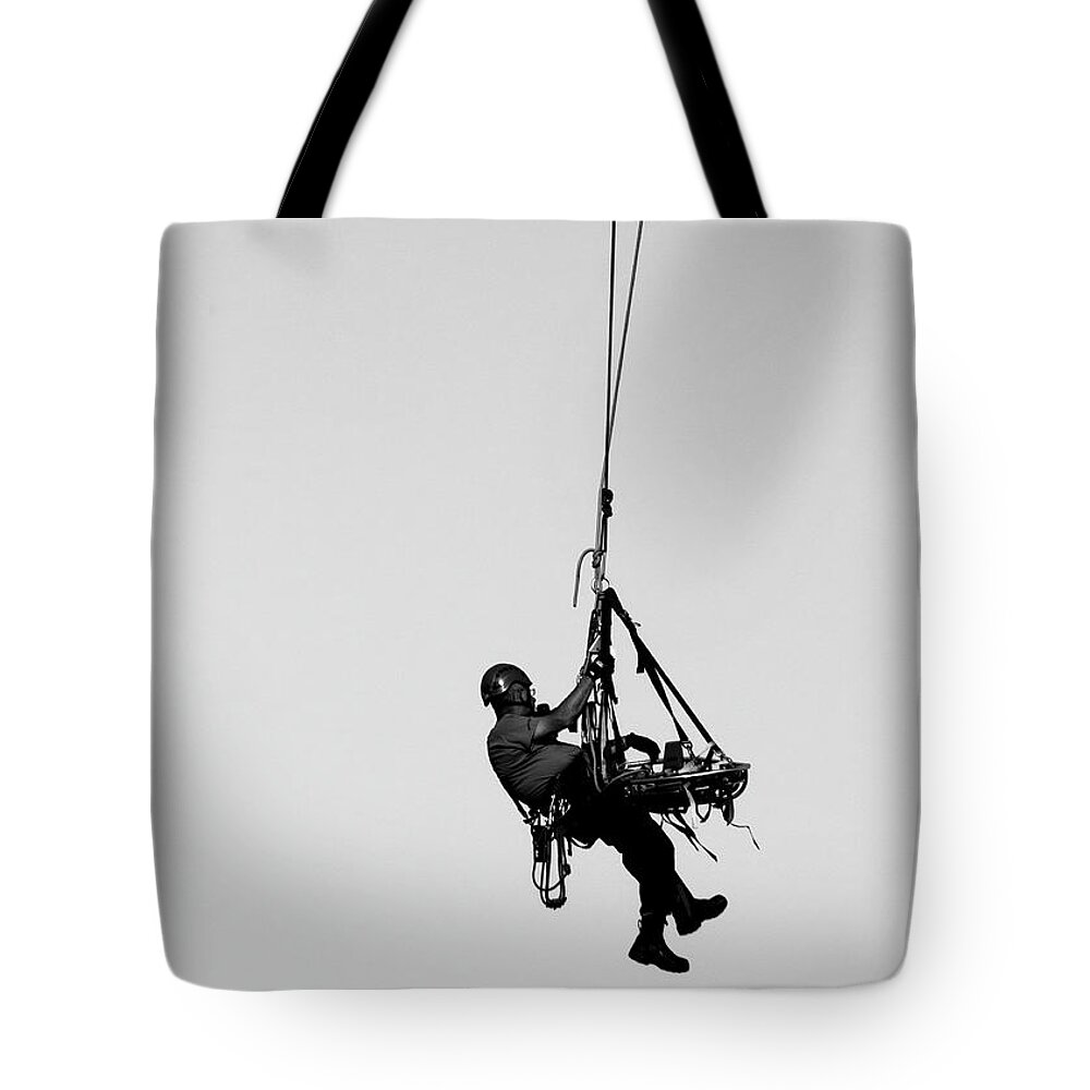 Rescue Tote Bag featuring the photograph Technical Rescue Demonstration by Steven Ralser