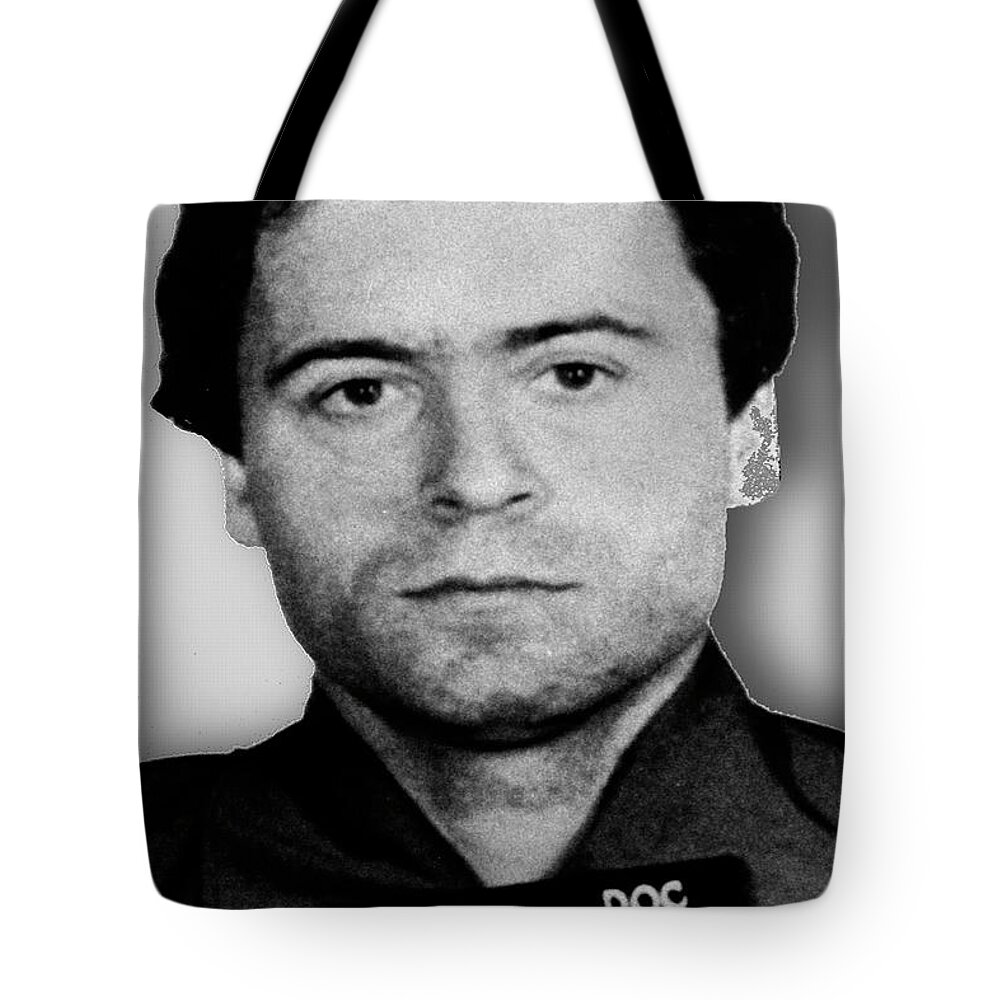 Ted Buddy Tote Bag featuring the painting Ted Bundy Mug Shot 1980 Vertical by Tony Rubino