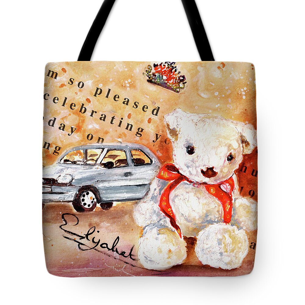 Truffle Mcfurry Tote Bag featuring the painting Teddy Bear William by Miki De Goodaboom