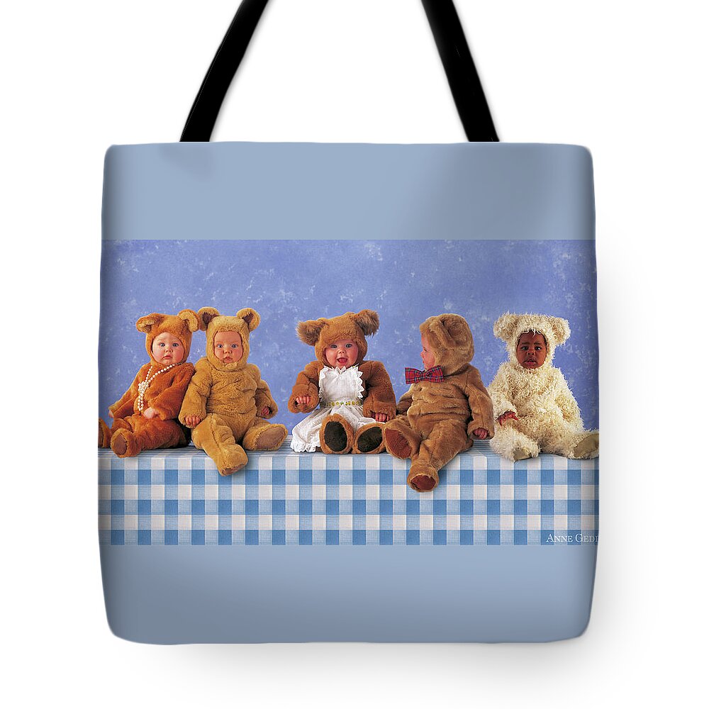 Picnic Tote Bag featuring the photograph Teddy Bears Picnic by Anne Geddes