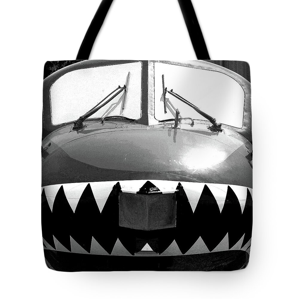 Plane Tote Bag featuring the photograph Teeth bw #52 by Raymond Magnani