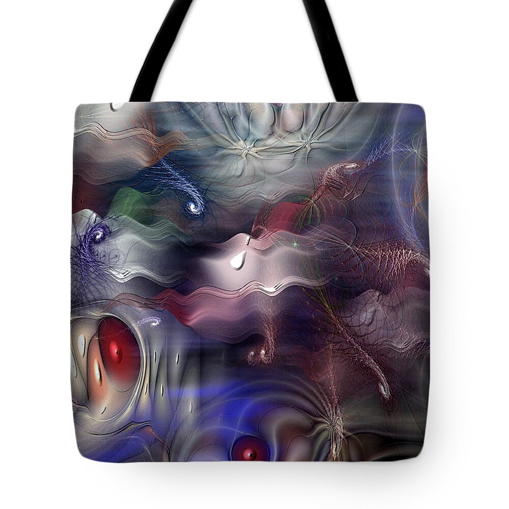 Abstract Tote Bag featuring the digital art Televisia by Casey Kotas