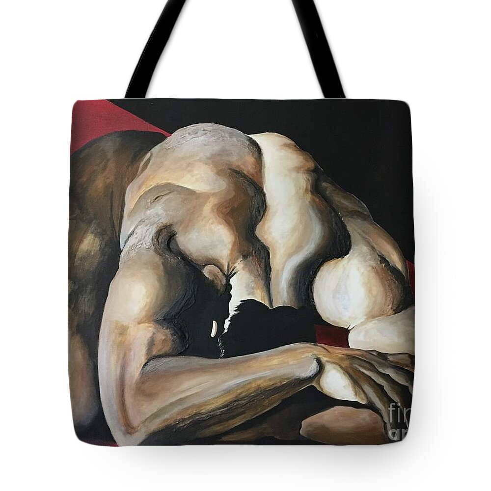 Man Tote Bag featuring the painting Tell Me The Reason Why by Pamela Henry