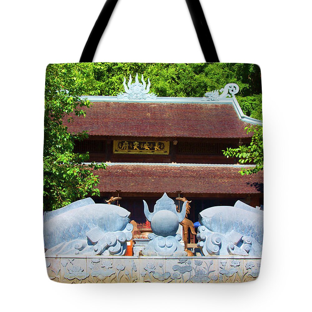 Vietnam Tote Bag featuring the photograph Temple Tam Coc Vietnam by Chuck Kuhn