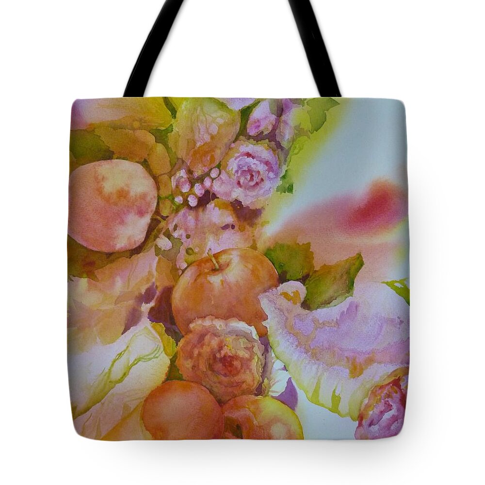 Apple Tote Bag featuring the painting Temptation by Donna Acheson-Juillet