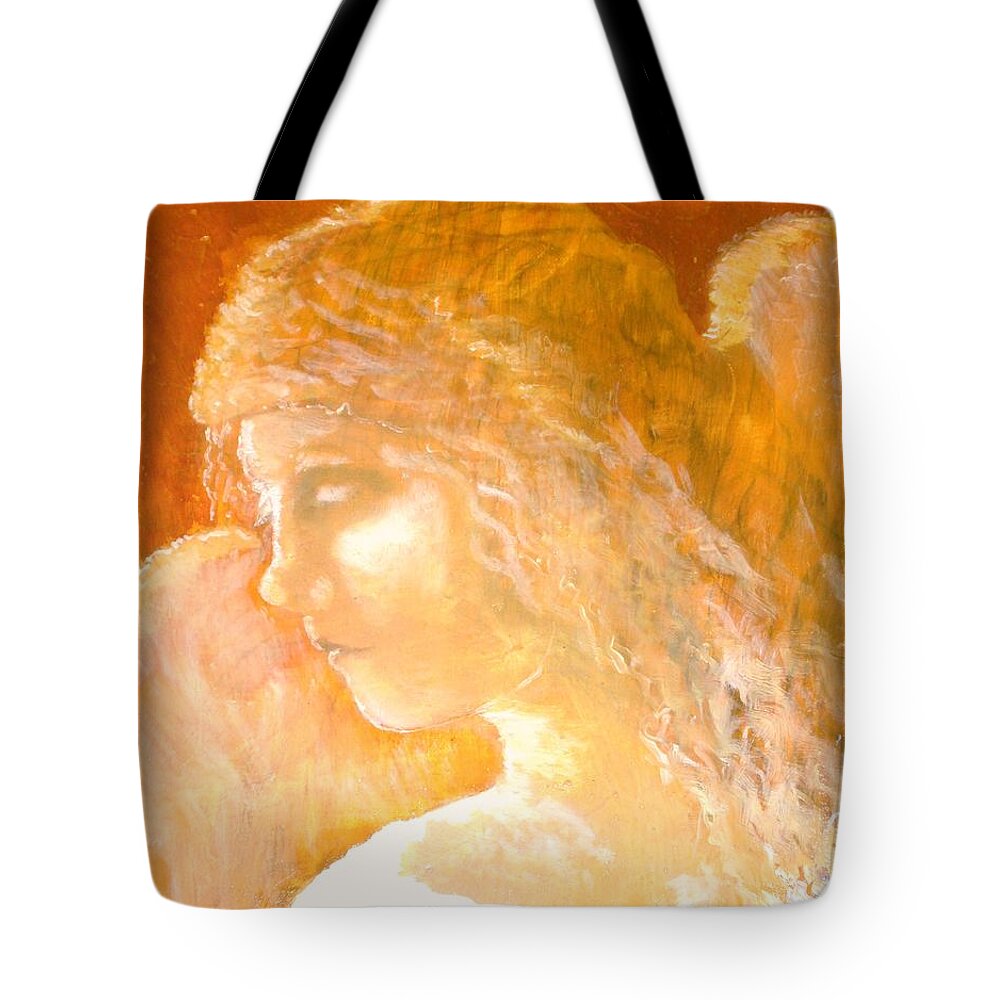 Angel Tote Bag featuring the painting Tender Mercy by J Bauer