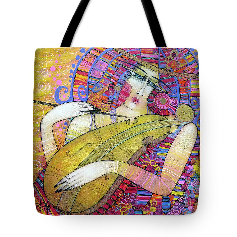 Albena Tote Bag featuring the painting Tender Violin by Albena Vatcheva