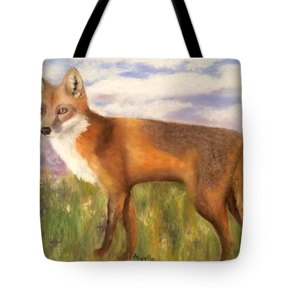 Tennessee Wildlife Tote Bag featuring the painting Tennessee Wildlife Red Fox by Annamarie Sidella-Felts