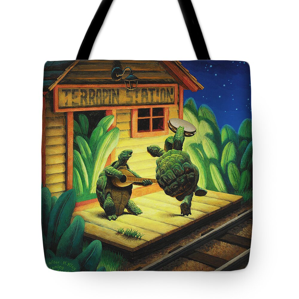 Terrapin Tote Bag featuring the painting Terrapin Station by Chris Miles