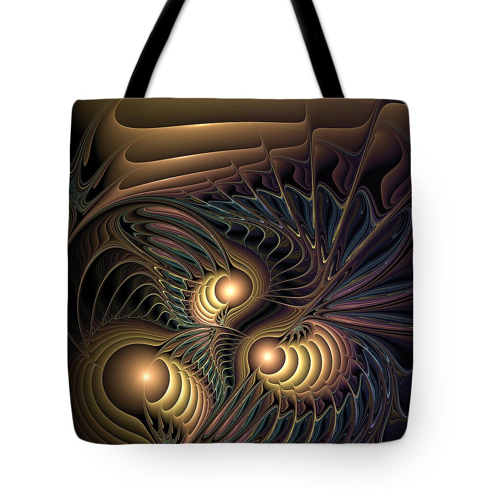Abstract Tote Bag featuring the digital art Tertiary Harmonics by Casey Kotas