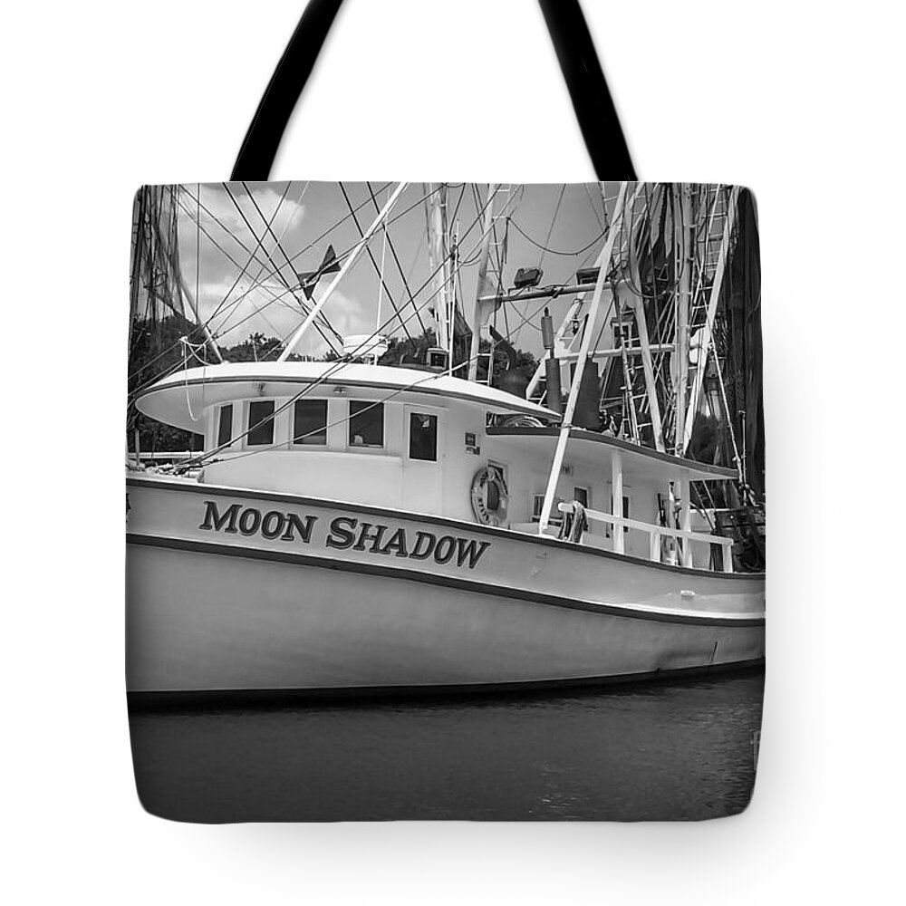 Moon Shadow Tote Bag featuring the photograph Moon Shadow Working Boat by Dale Powell