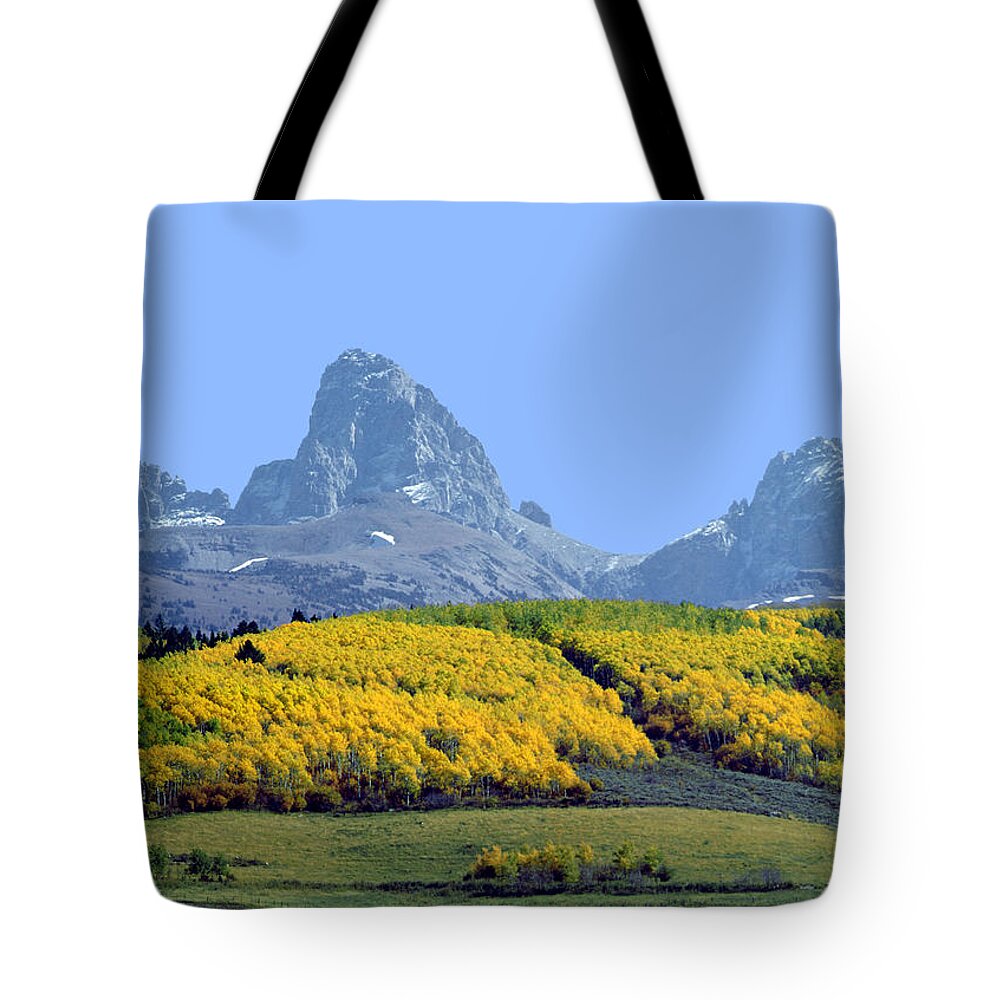 Driggs Tote Bag featuring the photograph 107604-E-Tetons from the Back H by Ed Cooper Photography