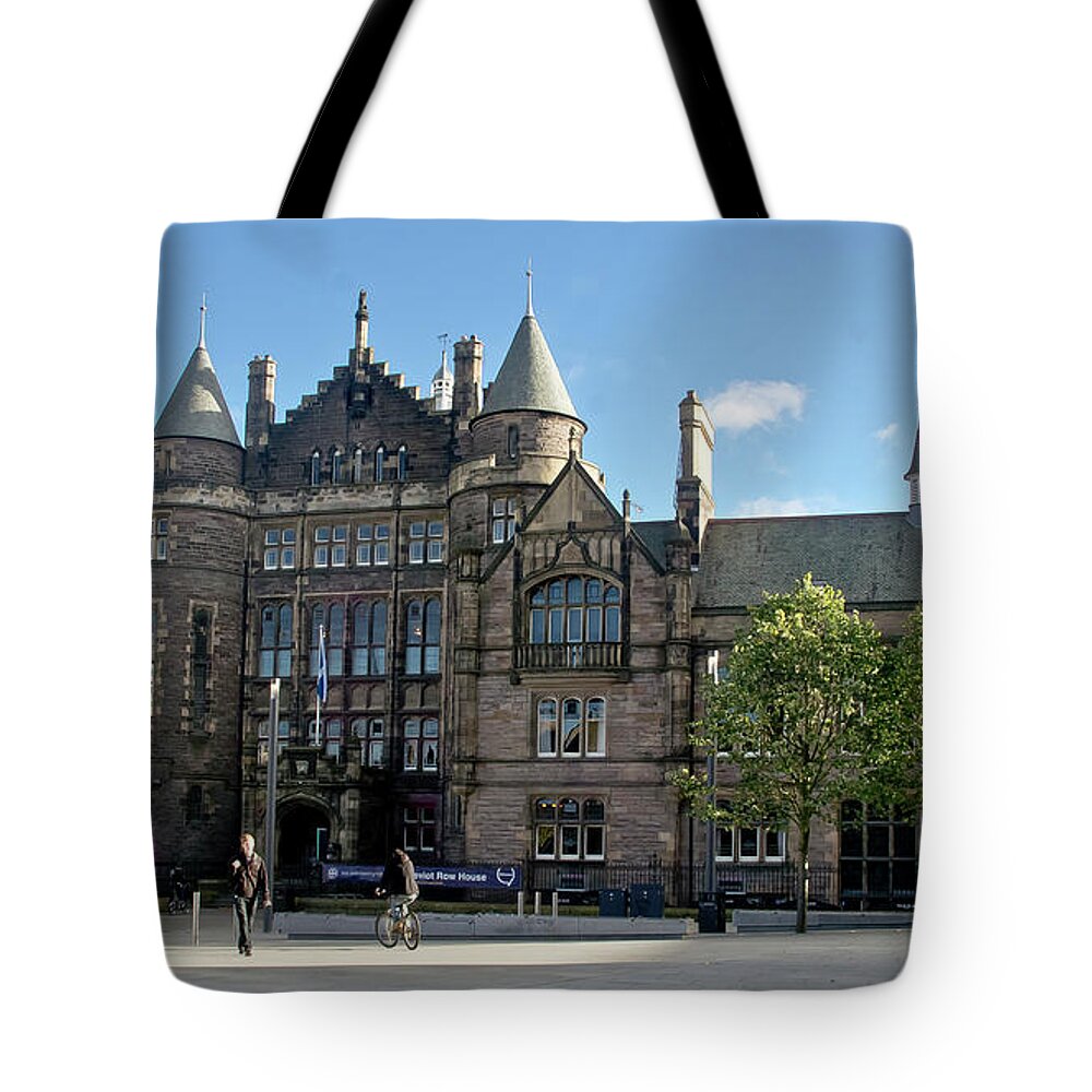 Gothic Style Tote Bag featuring the photograph Teviot Row House, Edinburgh University. by Elena Perelman