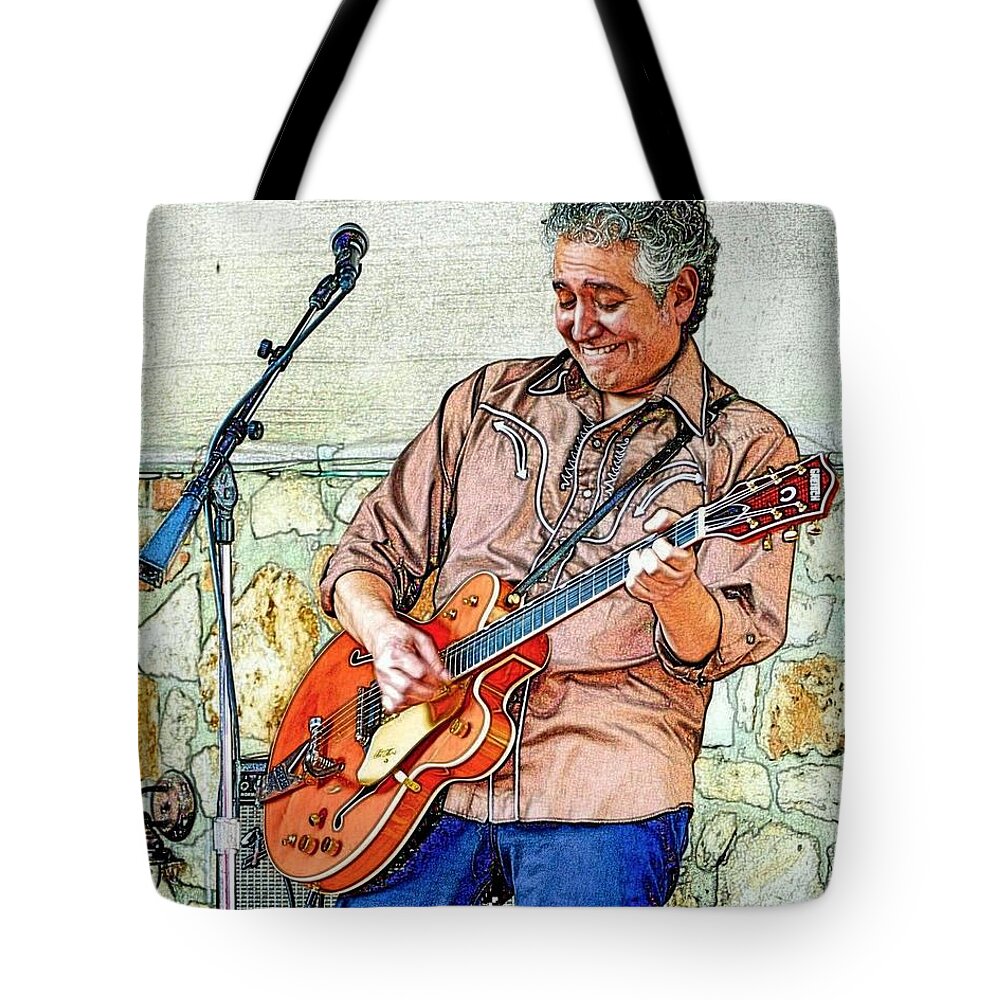Texas Guitarist Sketch Tote Bag featuring the photograph Texas Guitarist Sketch by Kristina Deane