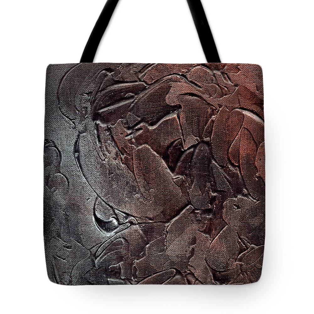 Acrylic Tote Bag featuring the mixed media Textured Acrylic on Black#2 by Richard Ortolano