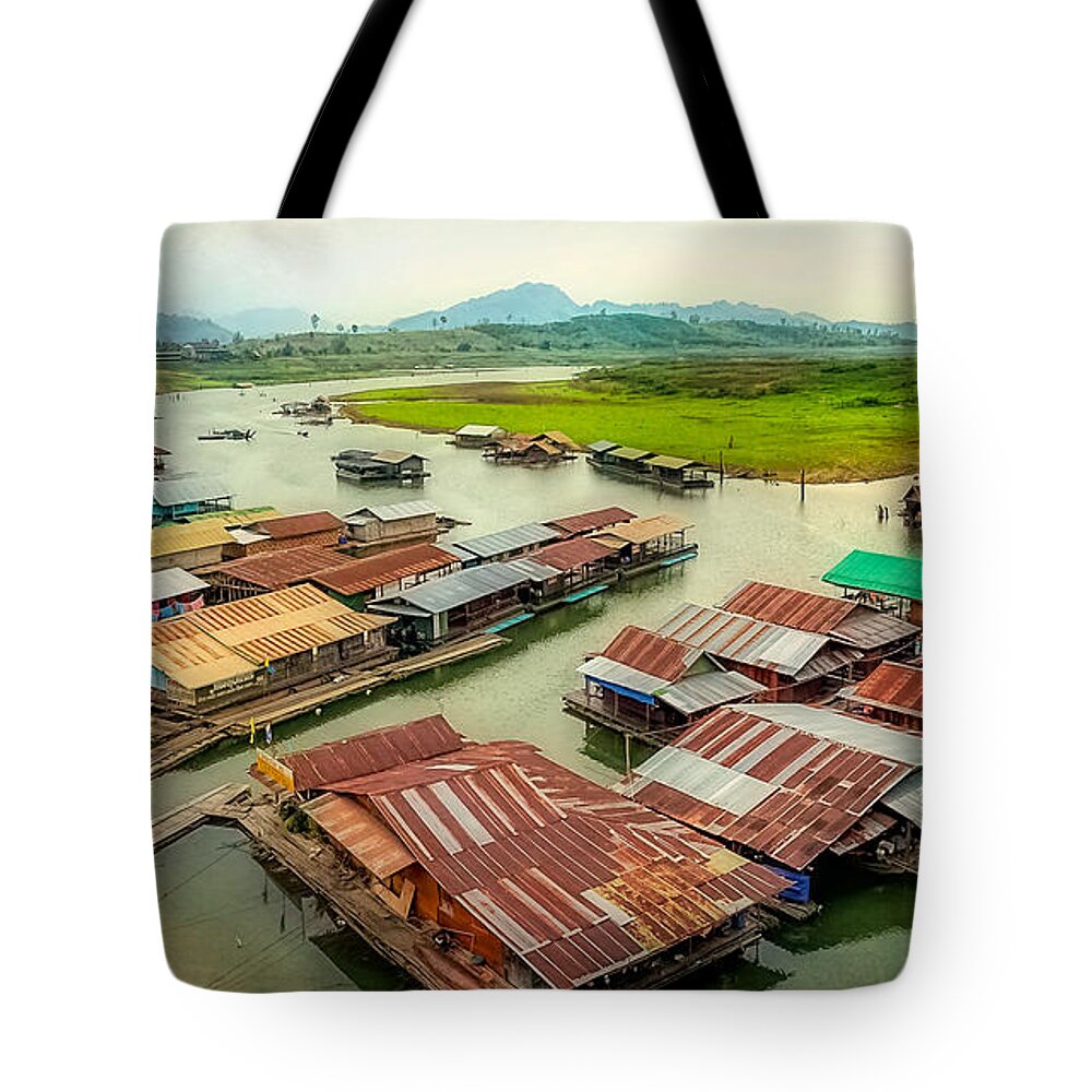 Thailand Tote Bag featuring the photograph Thai Floating Village by Adrian Evans