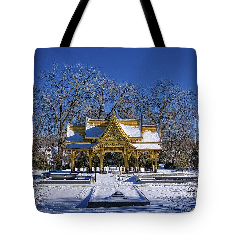 Ohlbrich Gardens Tote Bag featuring the photograph Thai Pavillion - Madison - Wisconsin V by Steven Ralser