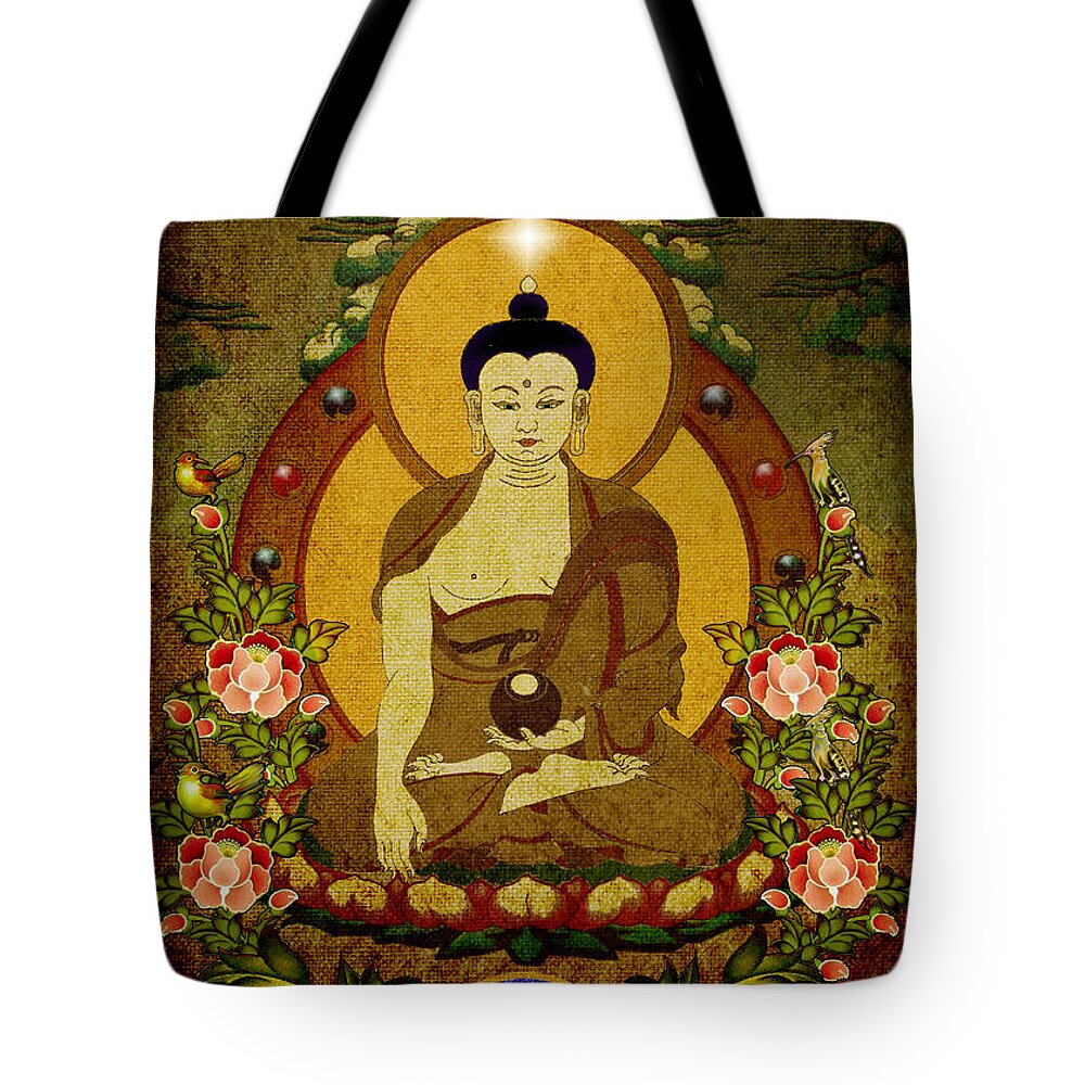 Buddha Tote Bag featuring the drawing Thangka painting by Alexa Szlavics