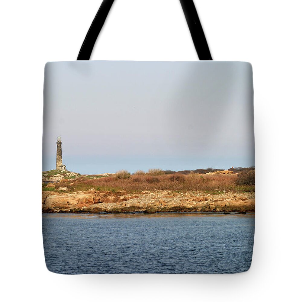 Thatcher Island Twin Lights Tote Bag featuring the photograph Thatcher Island Twin Lights Gloucester Massachusetts by Michelle Constantine