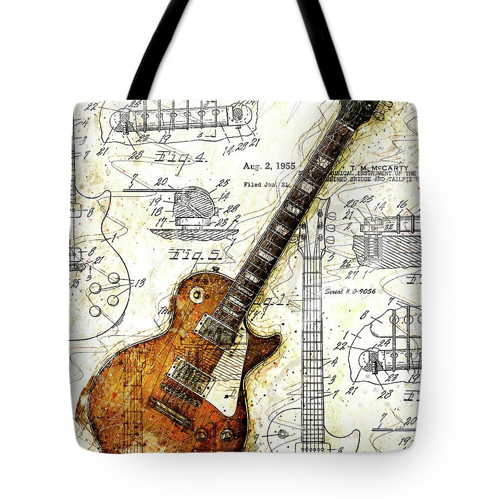 Guitar Tote Bag featuring the digital art The 1955 Les Paul Custom by Gary Bodnar