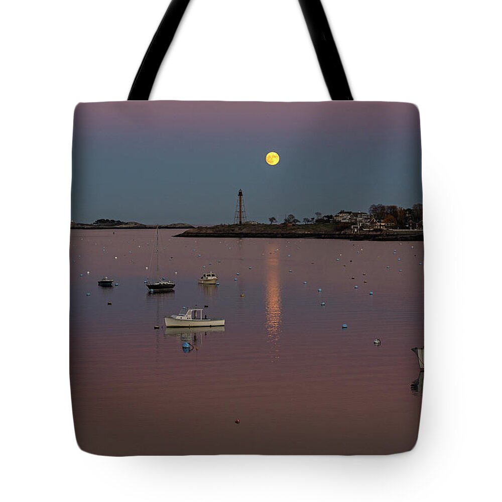 Marblehead Tote Bag featuring the photograph The 2016 Supermoon over Marblehead Harbor Marblehead MA by Toby McGuire
