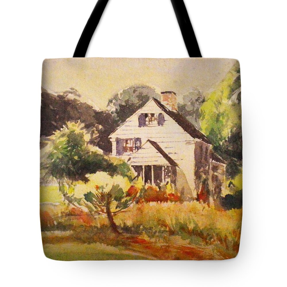 Watercolor Tote Bag featuring the painting The Abandoned farmhouse by Stacie Siemsen
