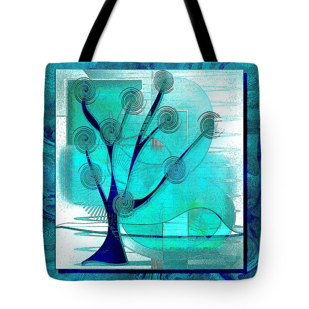 Tree Tote Bag featuring the digital art The Abstract Tree by Iris Gelbart