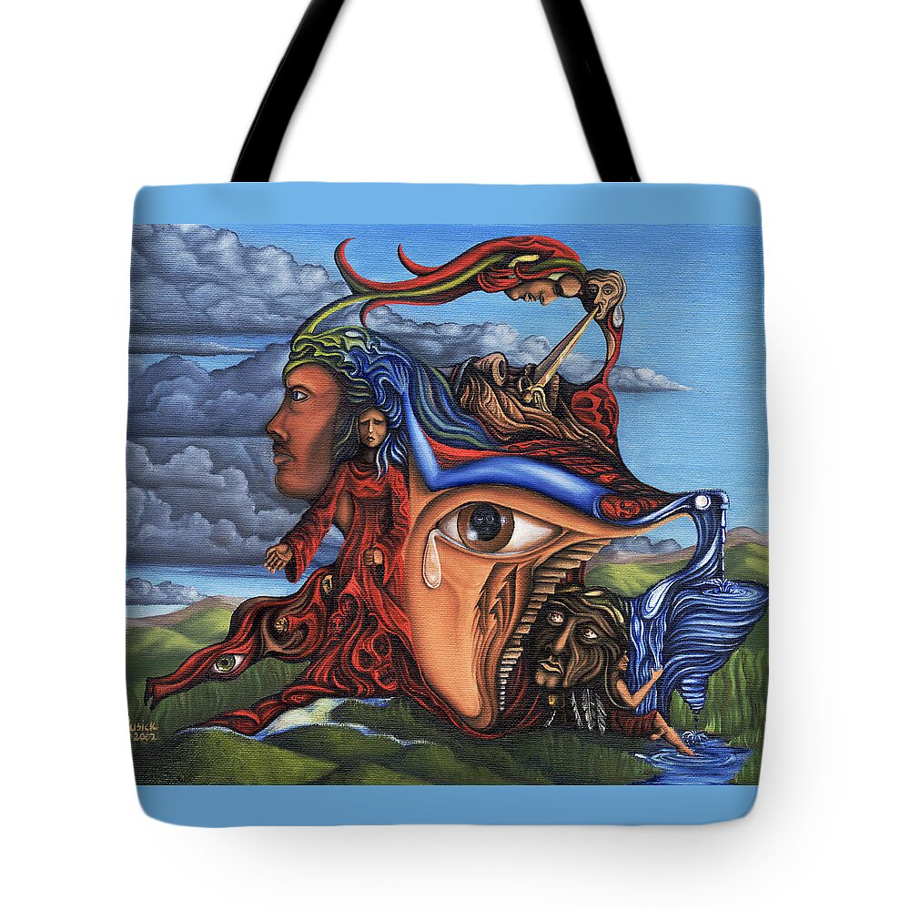 Surreal Tote Bag featuring the painting The Aftermath by Karen Musick