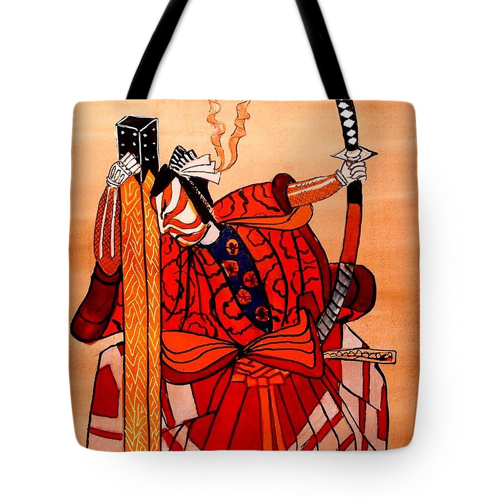 Samurai Tote Bag featuring the painting The Age of the Samurai 04 by Dora Hathazi Mendes