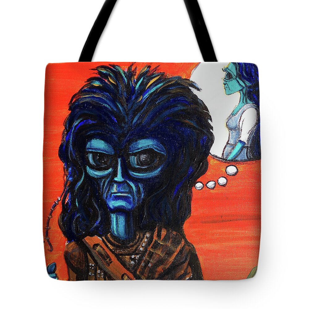 Braveheart Tote Bag featuring the painting The Alien Braveheart by Similar Alien