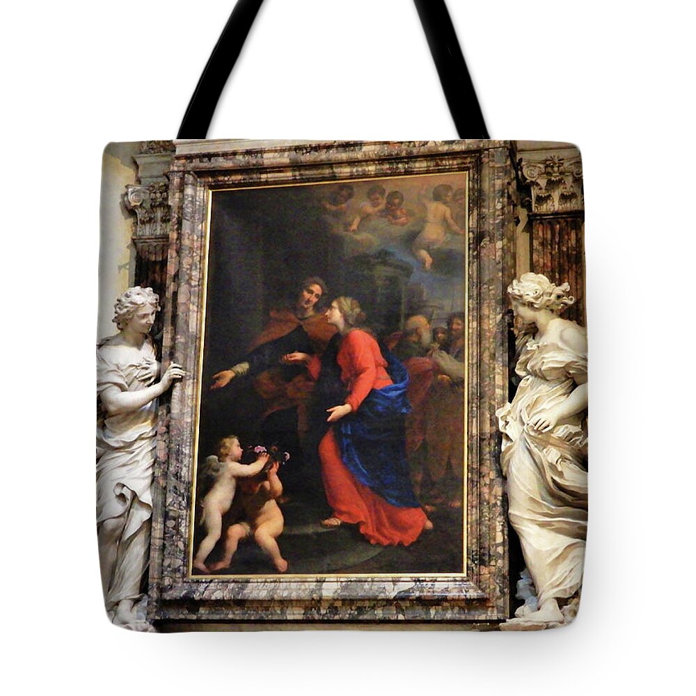 Basilica Of Santa Maria Del Popolo Tote Bag featuring the photograph The Altar of the Visitation by Suzette Kallen