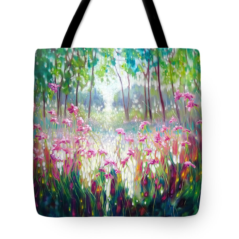 Original Oil Painter Tote Bag featuring the painting The Angel of Spring Rises by Gill Bustamante