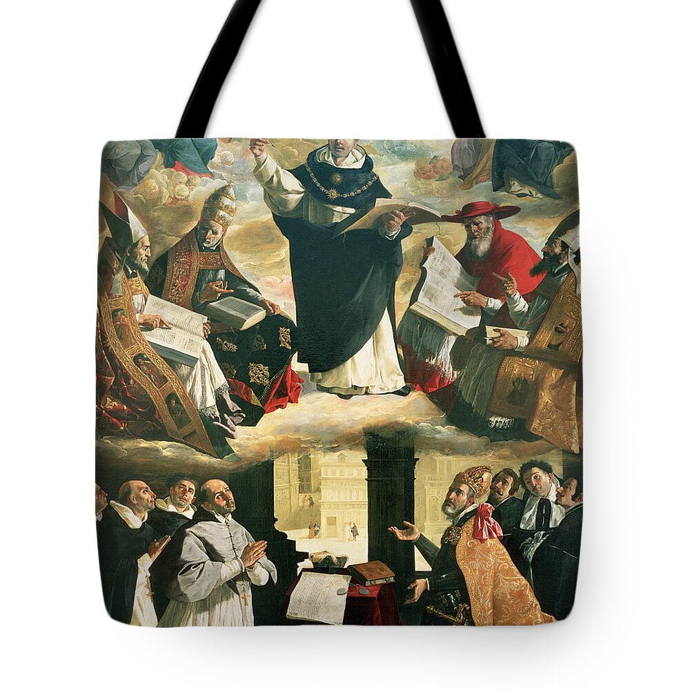 The Tote Bag featuring the painting The Apotheosis of Saint Thomas Aquinas by Francisco de Zurbaran