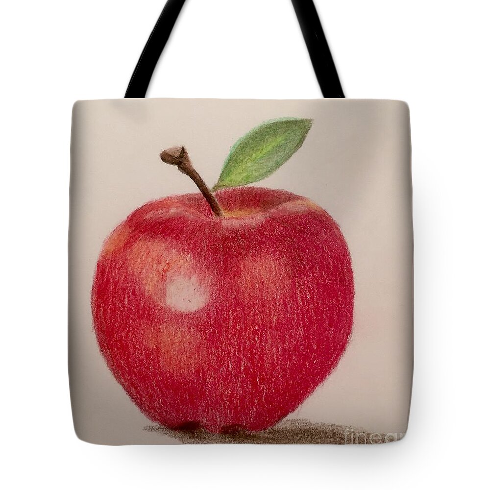 Apple Tote Bag featuring the drawing The Apple by Eva Ason