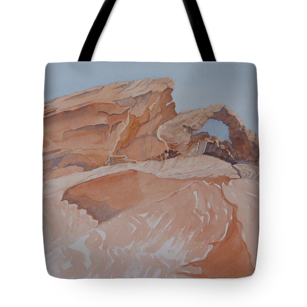 Eastern Nevada State Parks Tote Bag featuring the painting The Arch Rock Experiment - VII by Joel Deutsch