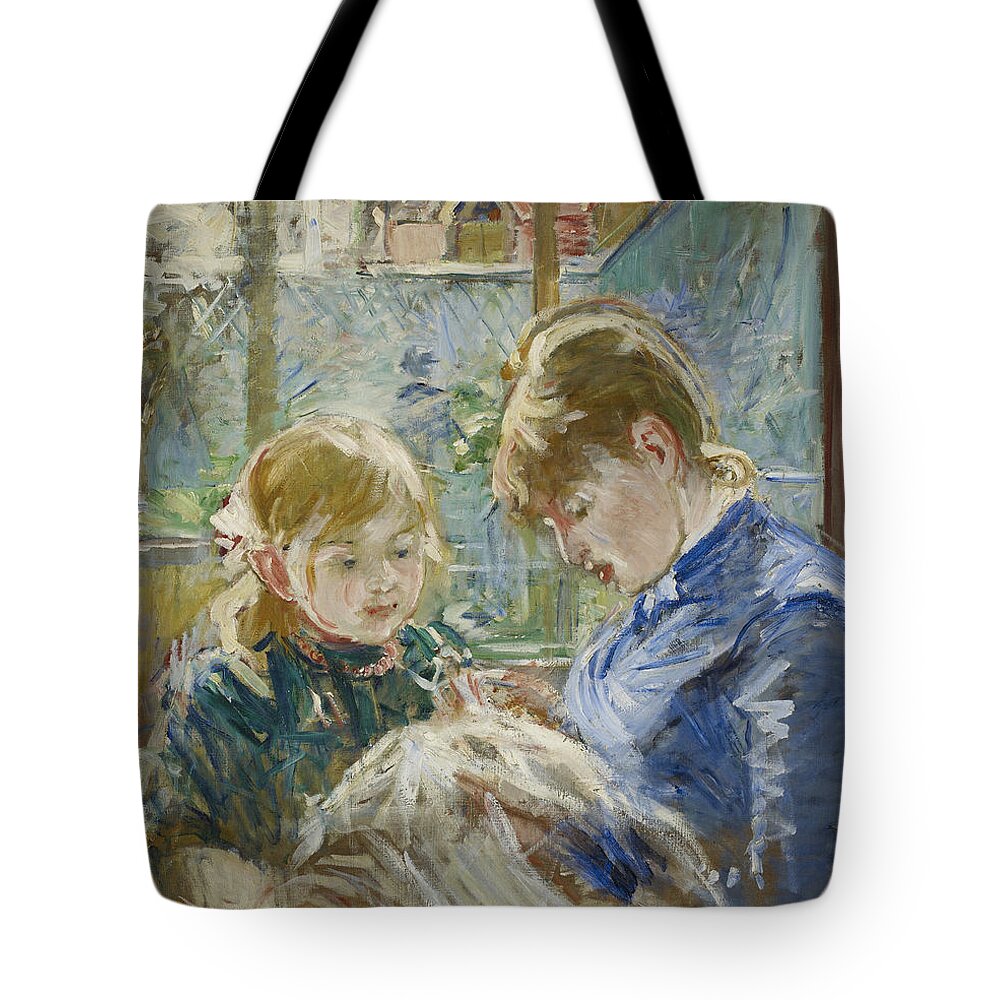 French Art Tote Bag featuring the painting The Artist's Daughter, Julie, with her Nanny by Berthe Morisot