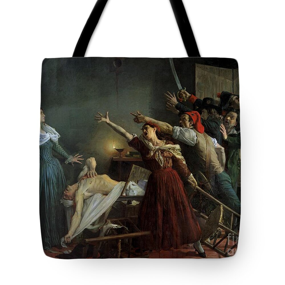The Tote Bag featuring the painting The Assassination of Marat by Jean Joseph Weerts