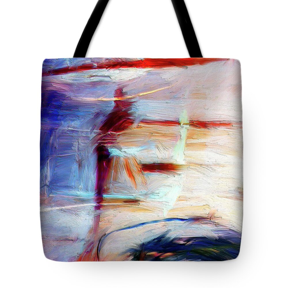 Abstract Tote Bag featuring the painting The Auberge by Dominic Piperata