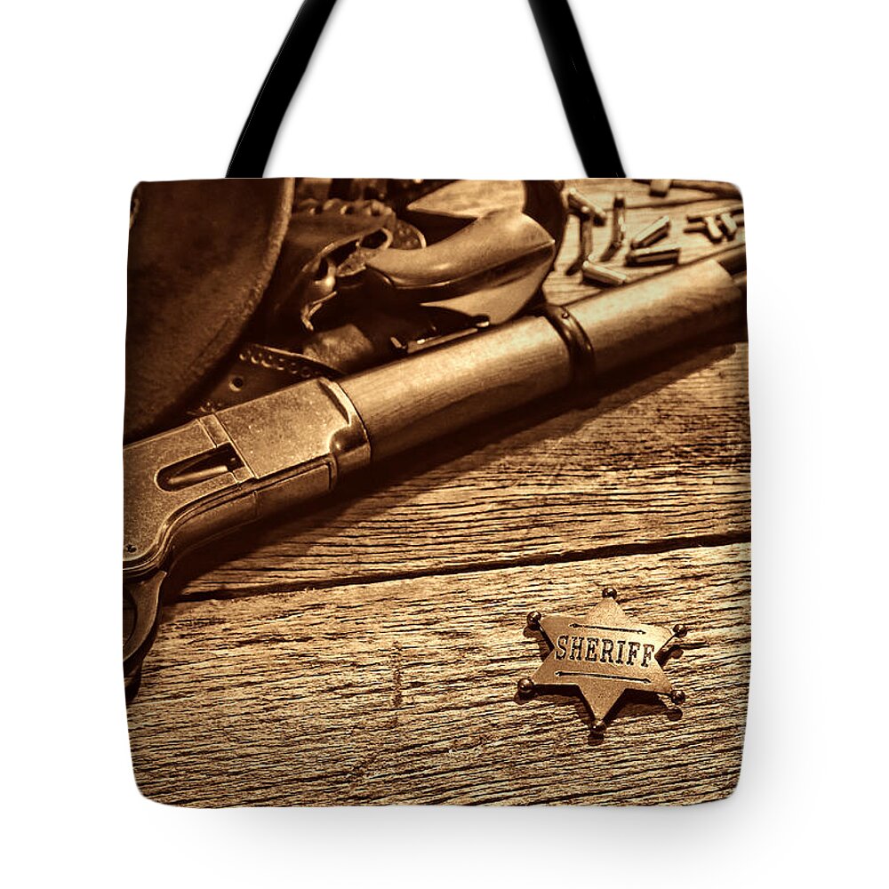 Antique Tote Bag featuring the photograph The Badge by American West Legend By Olivier Le Queinec