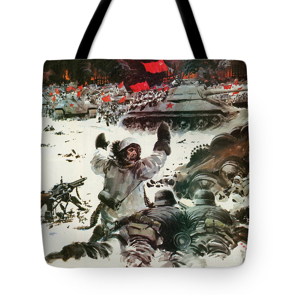 The Battle Of Stalingrad Tote Bag featuring the painting The battle of Stalingrad, WW2 by Graham Coton