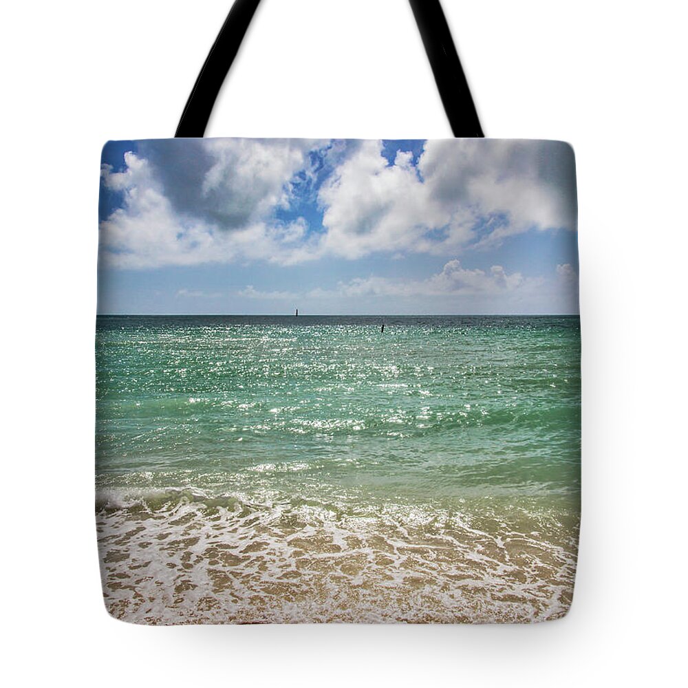 Beach Tote Bag featuring the photograph The Beach at Fort Zachary Taylor Historic State Park in Key West by Bob Slitzan