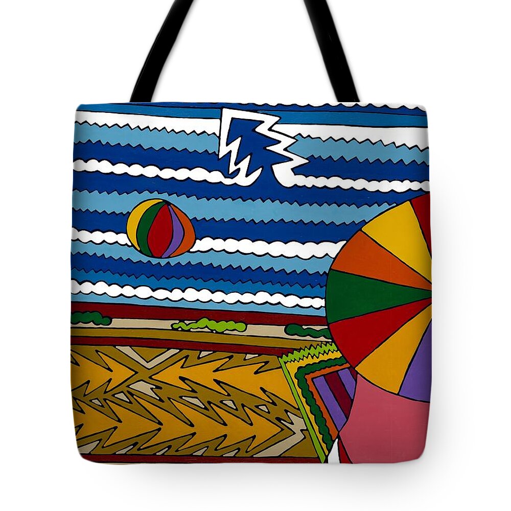 Ocean Tote Bag featuring the painting The Beach by Rojax Art