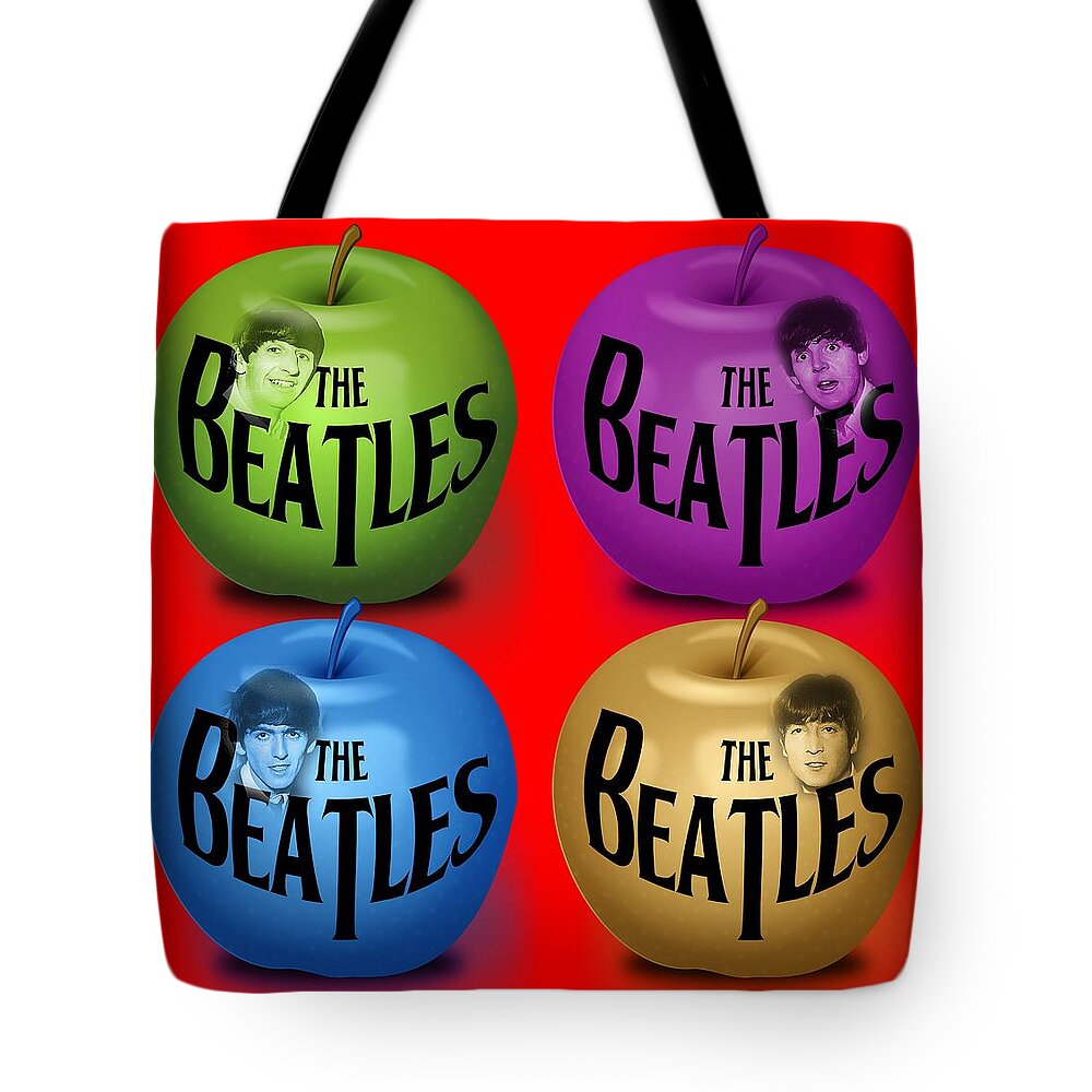 The Beatles Tote Bag featuring the digital art The Beatles by Mal Bray