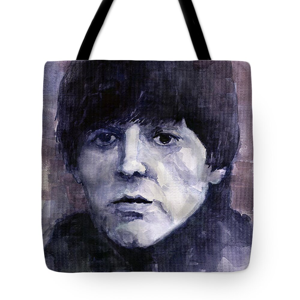 Watercolor Tote Bag featuring the painting The Beatles Paul McCartney by Yuriy Shevchuk