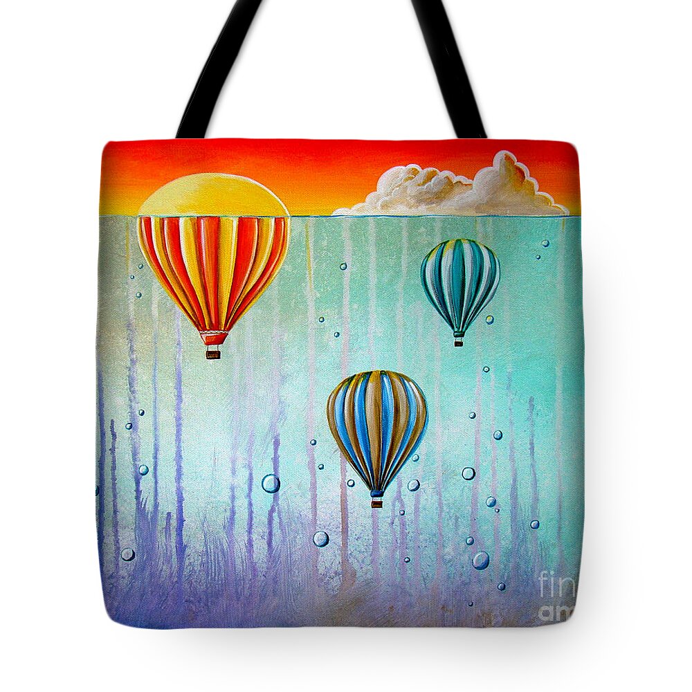 Balloon Tote Bag featuring the painting The Beautiful Briny Sea by Cindy Thornton