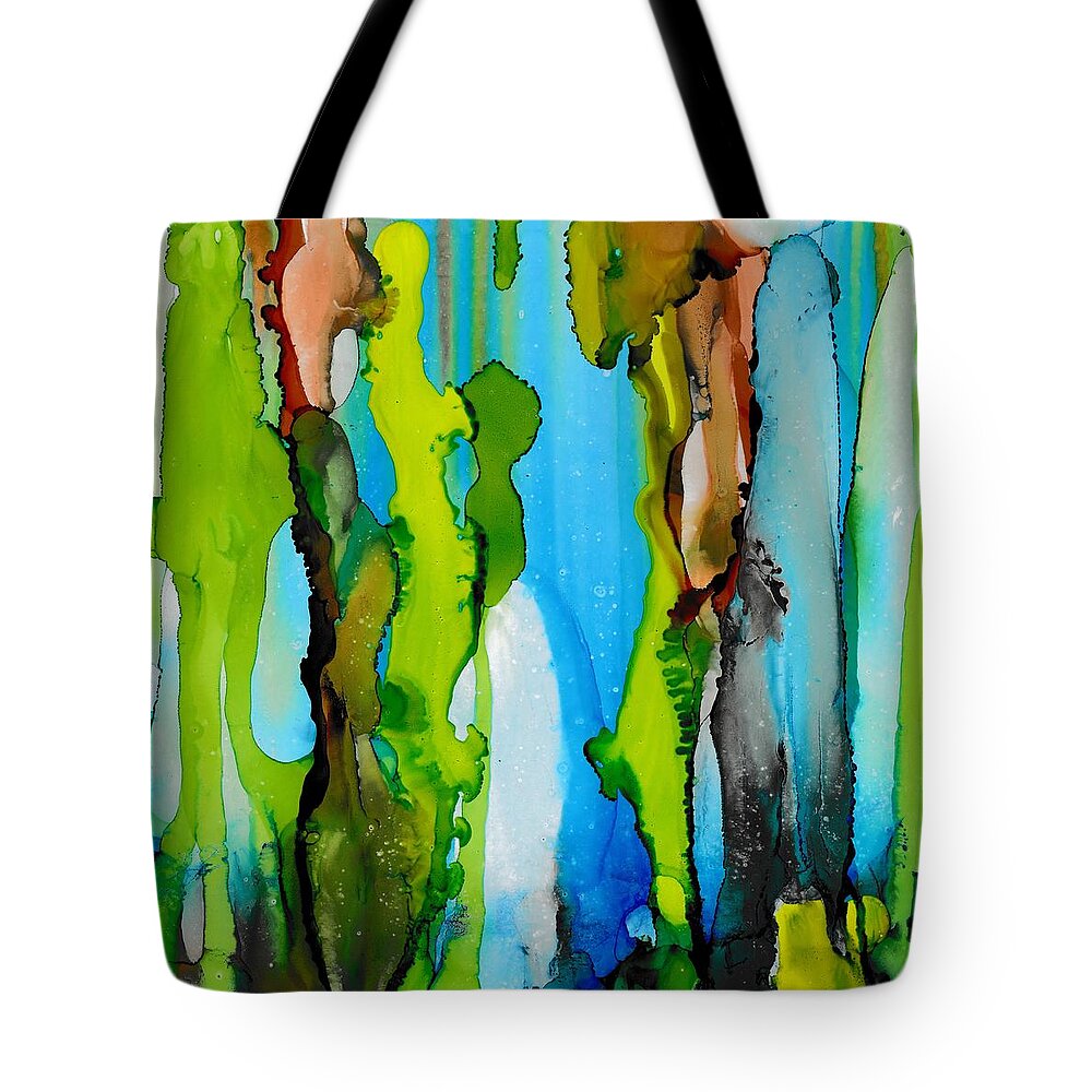 Abstract Tote Bag featuring the painting The Big Dripper by Louise Adams